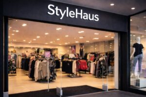 Fashion retail storefront with illuminated shop signage and clean store branding designed to attract walk in customers and increase retail store sales.